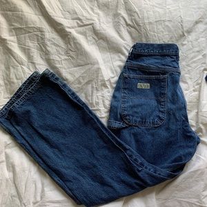 Straight leg dark wash wrangler jeans
